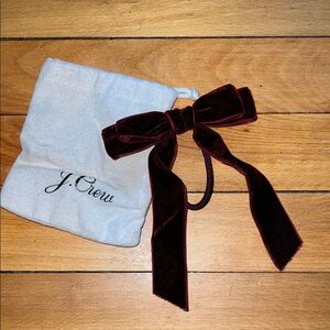 J. Crew Burgundy Velvet Hair Bow